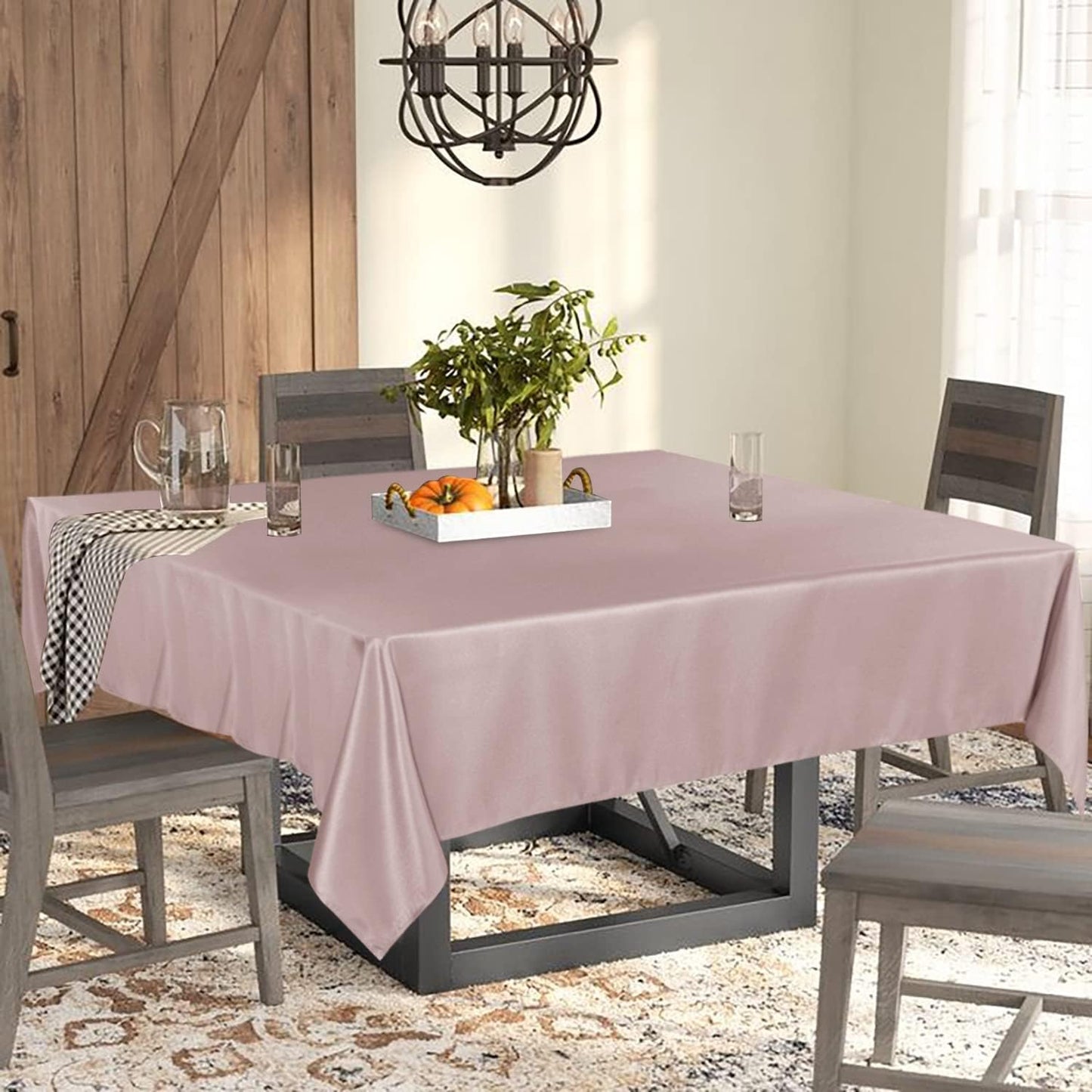 Fitable Rectangle Tablecloth Stain and Wrinkle Resistant Washable Polyester Table Cloth for Buffet Parties and Camping (60x120 inch, Blush)