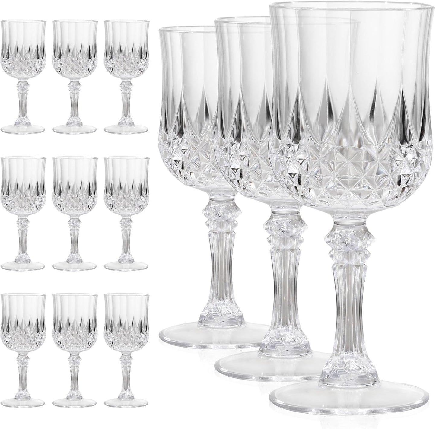 Plastic Wine Glasses Set of 12 – 7oz Unbreakable Clear Drinking Glasses for Parties Reusable & Dishwasher-Safe for Weddings, Bars, and Every Celebration