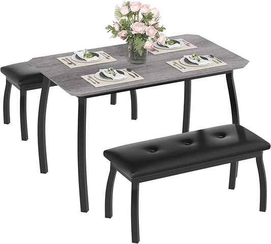 Dining Table for 4, 3-Piece Kitchen Table Set for 4 by IDEALHOUSE