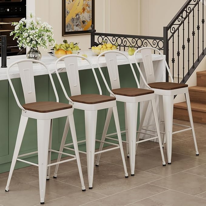 Andeworld Metal Bar Stools Set of 4, 26 inch Counter Height Barstools - Image 3