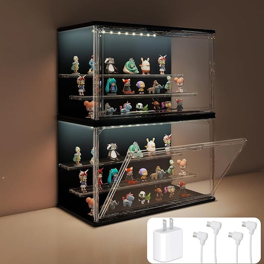 2PCS Clear Display Case for Collectibles, 3-Tier Adjustable Display Case by Unknown