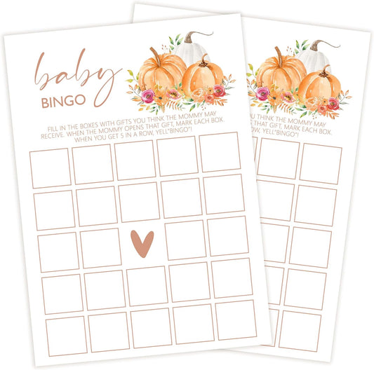 Baby Shower Games: Thanksgiving Bingo, Gender Reveal Party Decorations - 25 Sets