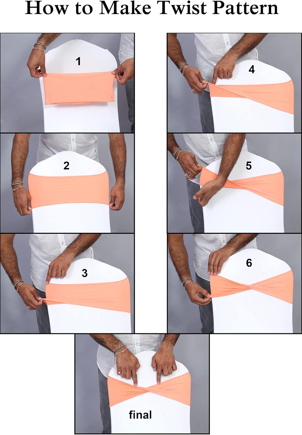 VDS Pack of 75 PCS | Dusty Blue | Spandex Chair Sashes Bows Without Buckle | Stretch Elastic Banquet Universal Folding Chair Band Tie with for Wedding Party Conference Celebration Event Decoration