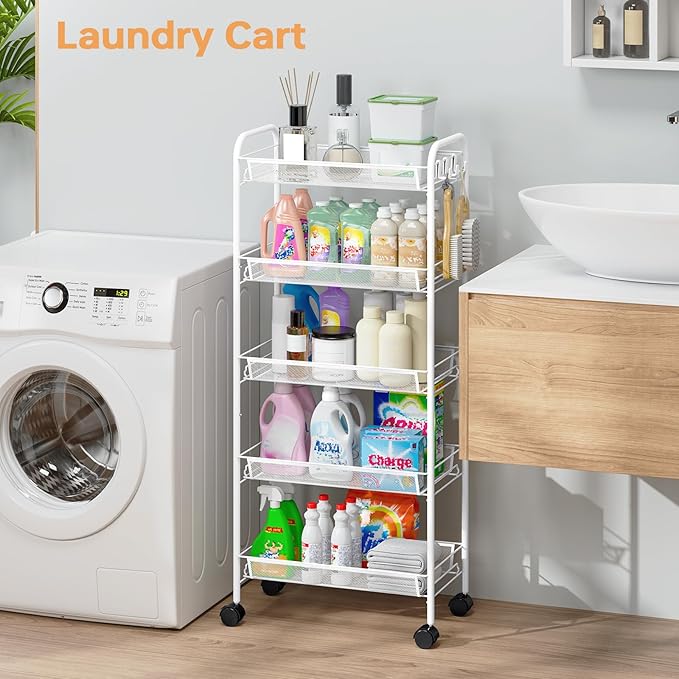 TOOLF 5-Tier Rolling Cart, Metal Utility Cart - Image 7