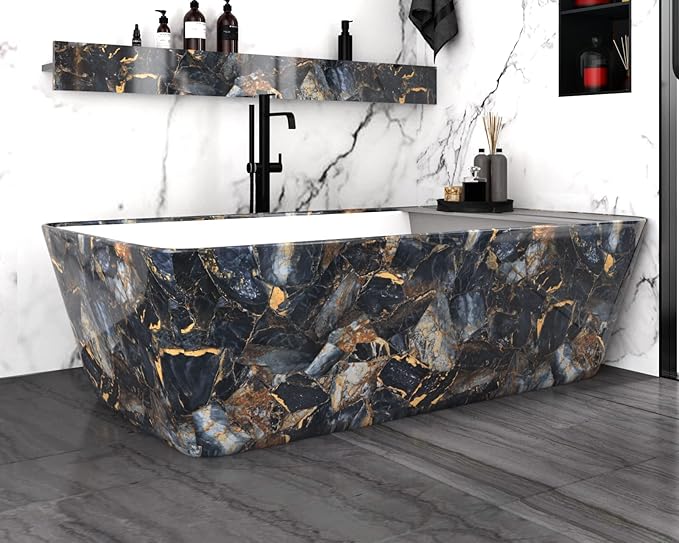 Marble Black Contact Paper Peel and Stick Countertops Gold Contact Paper Peel - Image 6