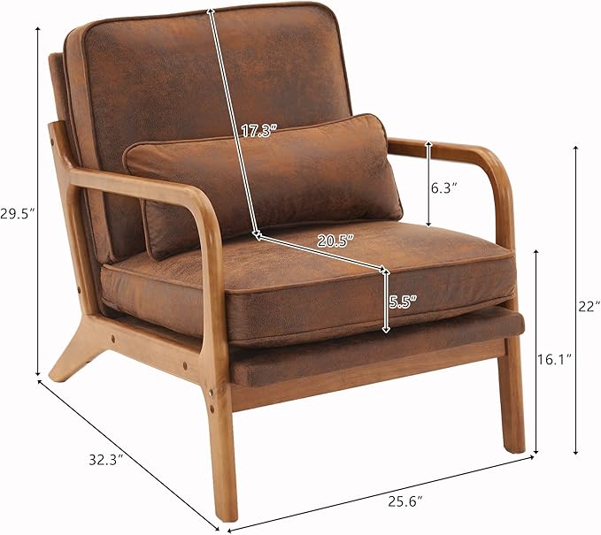 VINGLI Cozy Living Room Chairs, Microfiber Rustic Accent Chairs Set of 2 - Image 2
