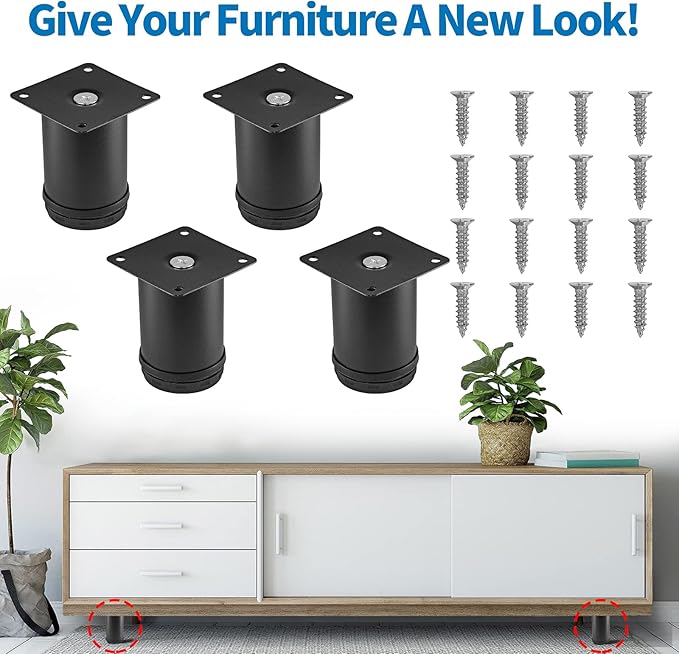3 Inch Metal Furniture Legs Stainless Steel Adjustable Legs Black Metal Legs - Image 2