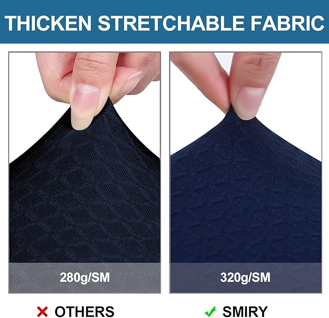 Smiry Waterproof Seat Covers for Dining Room Chairs Set of 8, Stretch Jacquard - Image 4