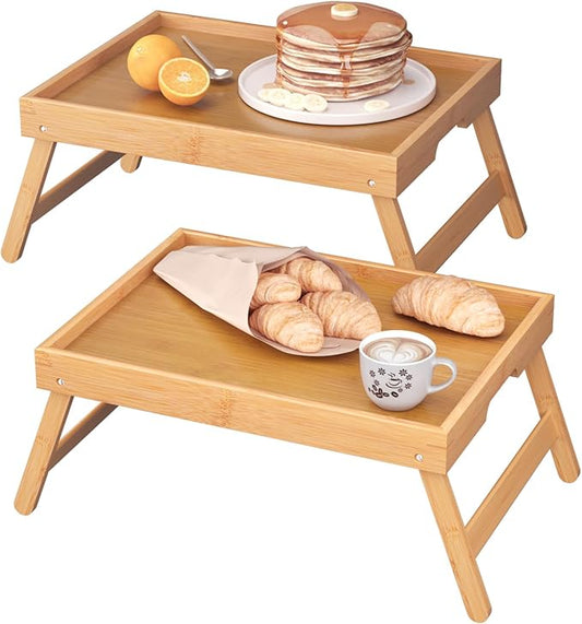 Fibogollo 2 Pack Bamboo Bed Tray Table by Fibogollo