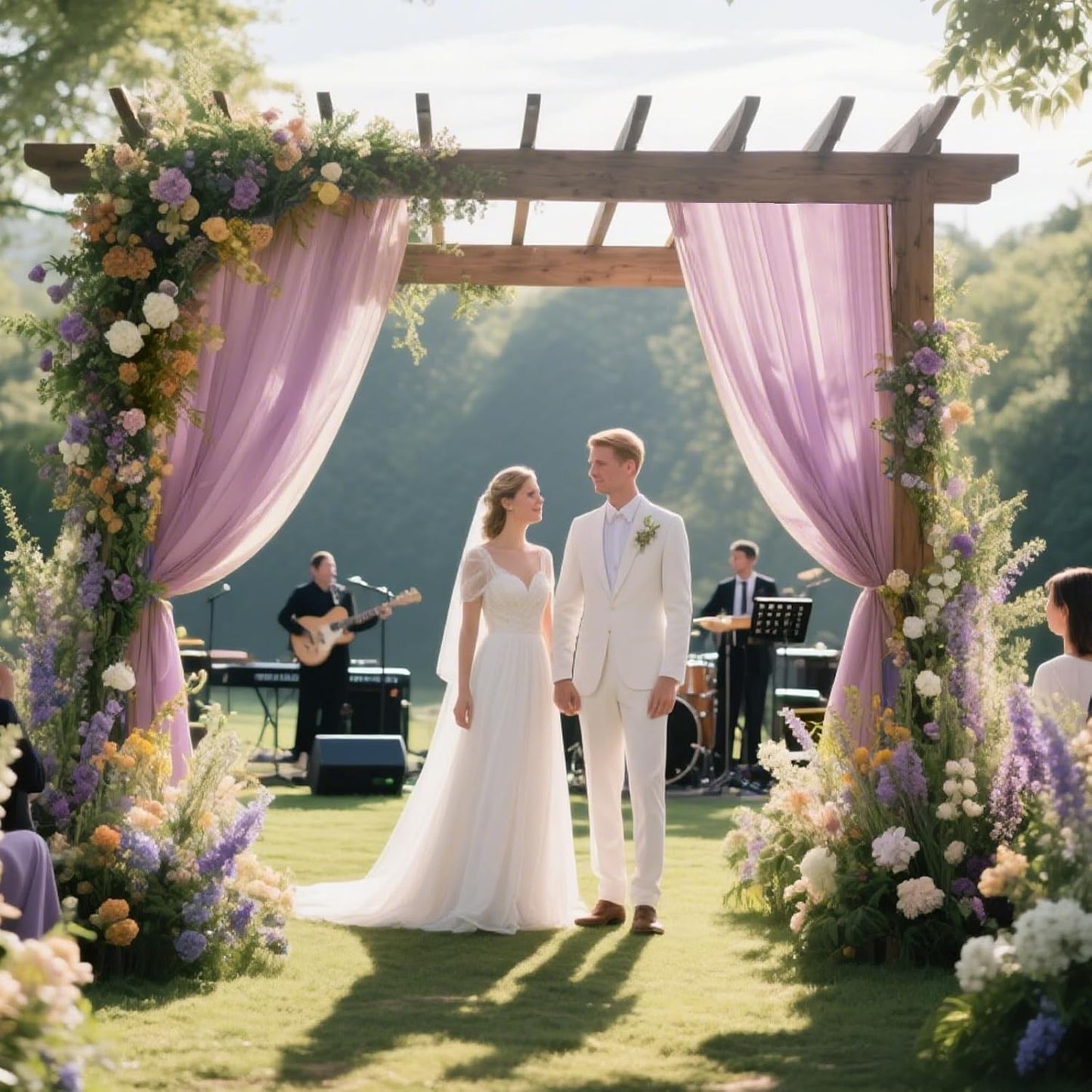 VOK Wedding Arch Draping Fabric Chiffon Fabric, 29in x 18Ft Sheer Chiffon Outdoor Curtain for Wedding Ceremony Birthday Party Decoration (Dusty Rose,1 Panel)