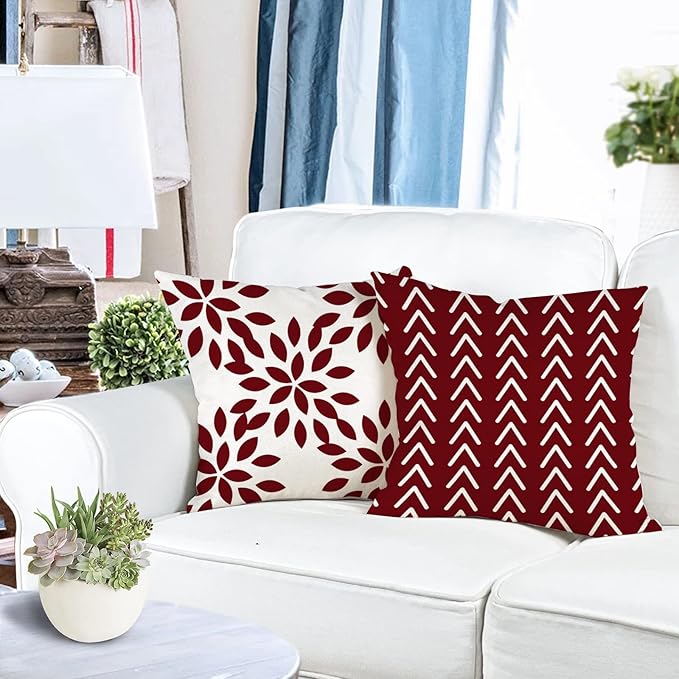 YCOLL Christmas Pillow Covers 16x16 Set of 4, Modern Sofa Throw Pillow Cover - Image 3