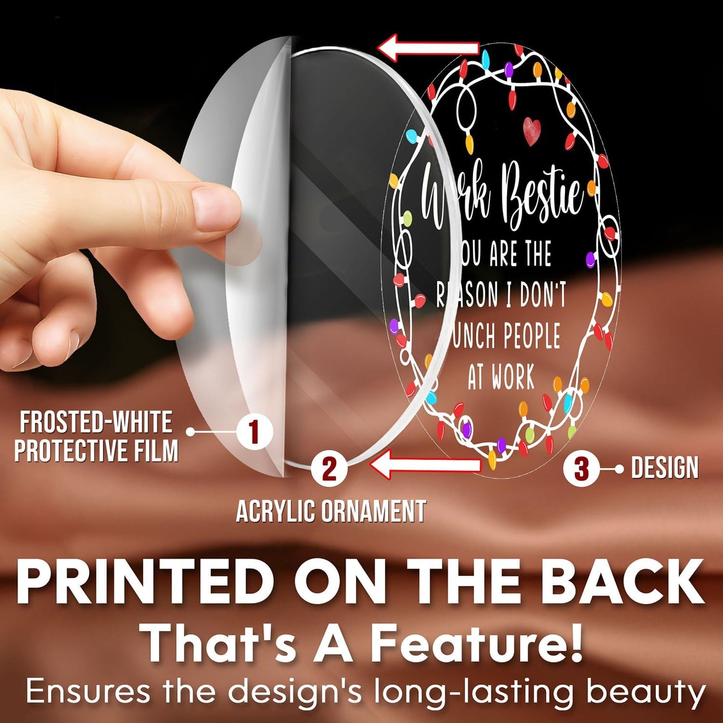 HEXMOZ Work Besties Gifts for Women, Work Friends - Coworker Ornament - Christmas Coworkers Gifts, White Elephant, Secret Santa Office Ideas for Work Friends - Acrylic Ornament 2025