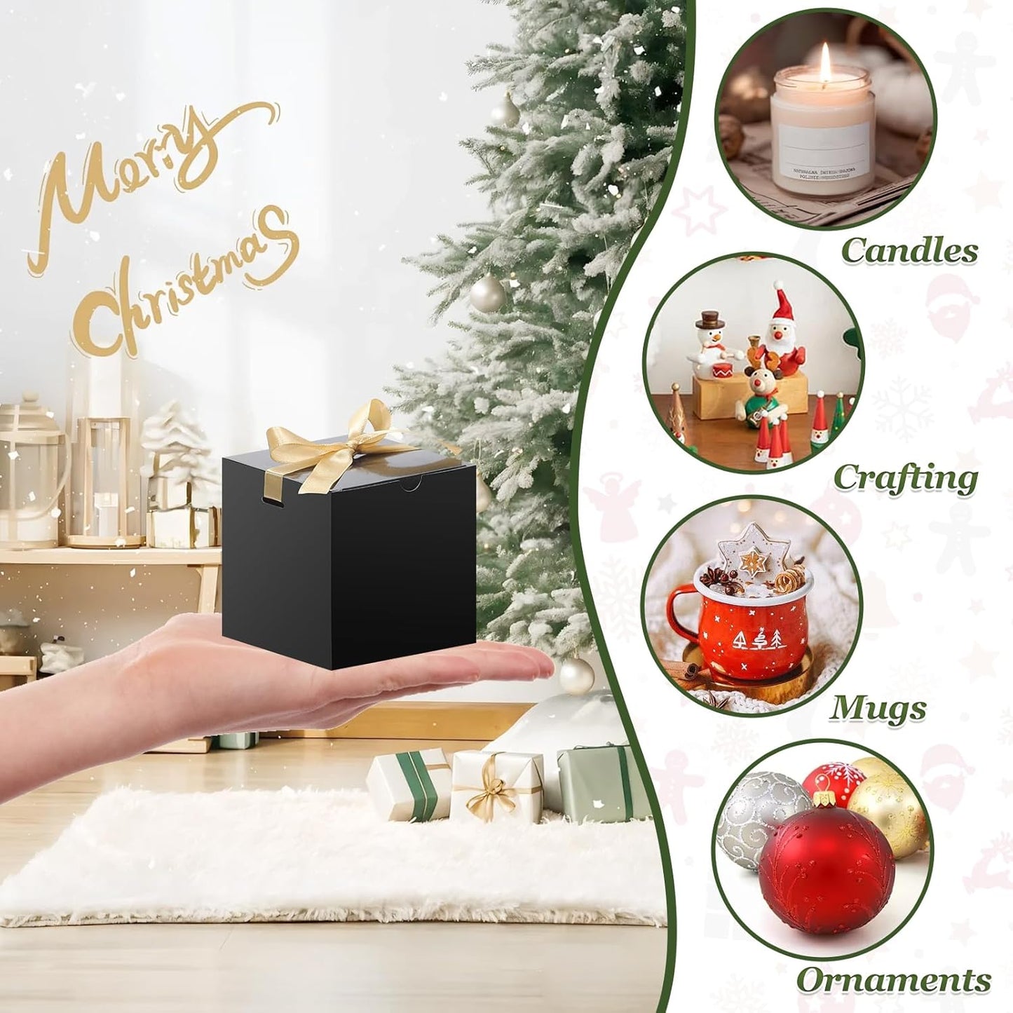 DOYIDE Small Gift Boxes, 60 Pcs 4x4x4 Inch Black Elegant Paper Box with Ribbons, Party Favor Boxes for Candy Cupcake Christmas Wedding Baby Shower Bridesmaids Birthday