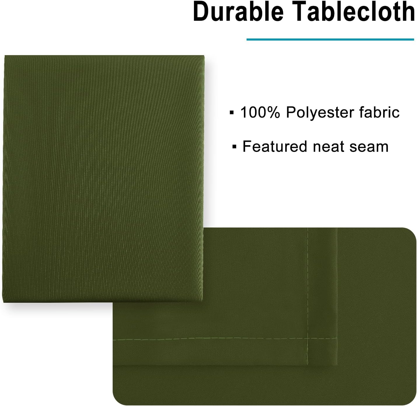 Hiasan Olive Green Square Tablecloth - Waterproof and Spillproof Restaurant Washable Polyester Table Cloth for Dining Room, 30 x 30 Inch