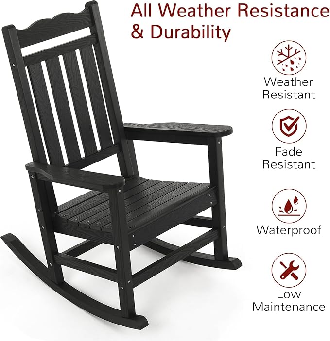 Stoog Patio Rocking Chair, All-Weather Porch Rocker, 400 lbs Weight Support - Image 5