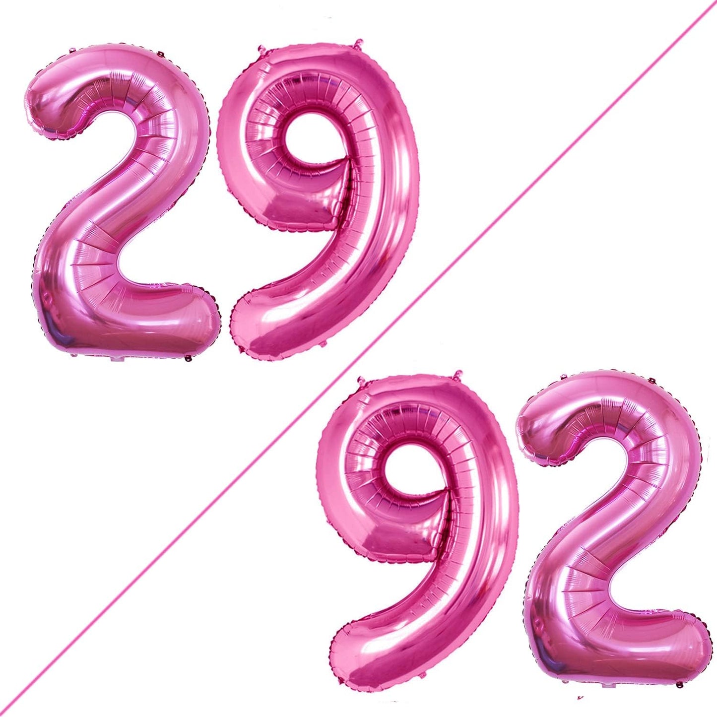 GOER Number 29 Balloons for 29th Birthday Party Decorations,42 Inch Jumbo Foil Helium 92 Balloons for 92nd Birthday Party Decoration (Hot Pink)