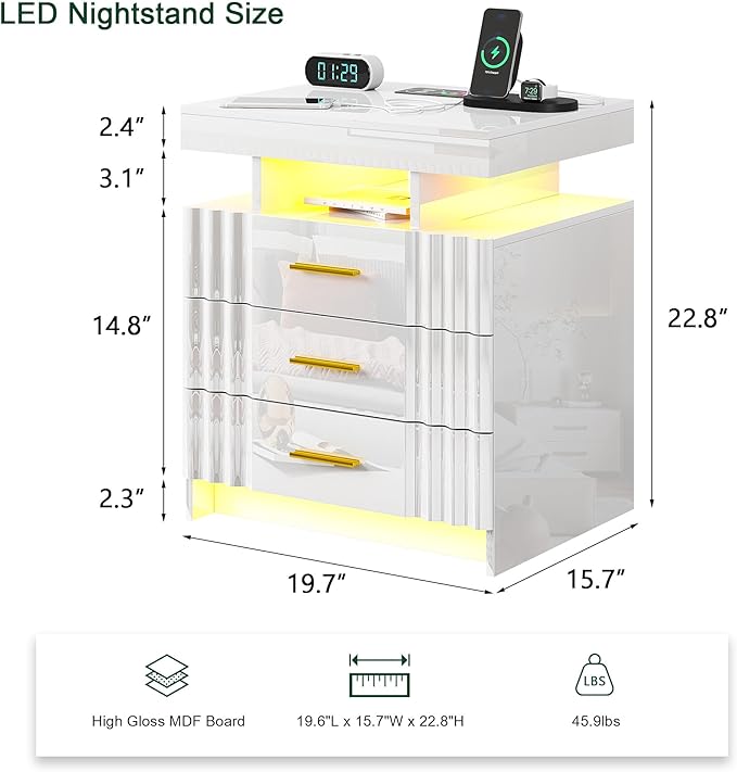 HNEBC LED Night Stand, Nightstand - Image 2