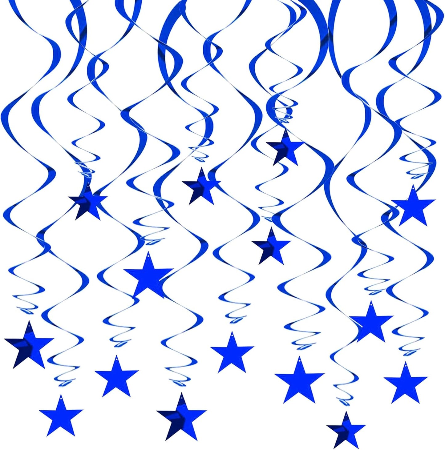 BEISHIDA Blue Star Hanging Swirl Decorations,Hanging Gold Party Supplies for Graduation Wedding Baby Shower Decorations,Pack of 15