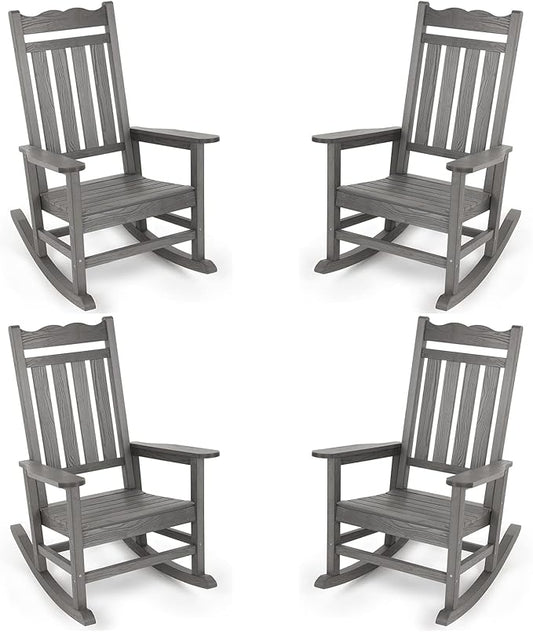 Stoog Patio Rocking Chairs Set of 4, All-Weather HIPS Outdoor Rocking Chair by Stoog