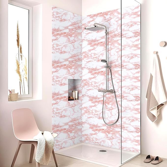 practicalWs White/Pink Marble Contact Paper Granite Peel and Stick Countertops - Image 6