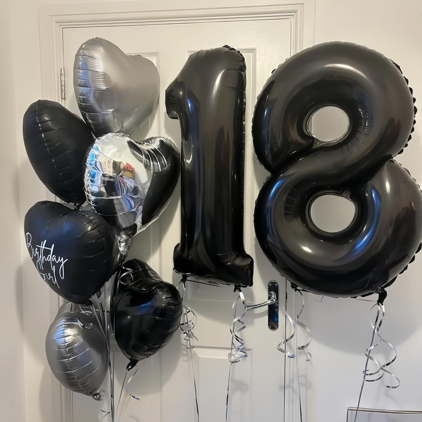 Black 5 Balloon Number,40 Inch Number 5 Balloon Large Black 5 Foil Mylar Helium Balloon for Birthday Party Decorations