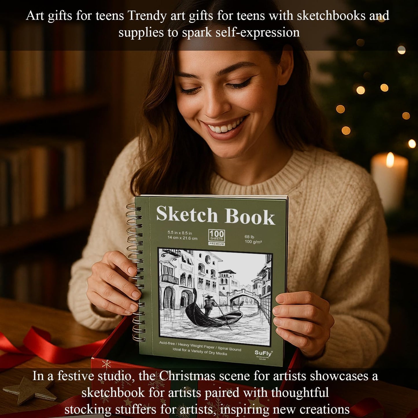 SuFly Small Sketch Book 5.5"x8.5", 2-Pack Mini Sketchbook, Spiral Bound Sketchbook Hardcover with 200 Sheets of 68lb/100gsm Mini Drawing Pad Paper, Small Sketch Pads for Drawing for Adults & Kids.