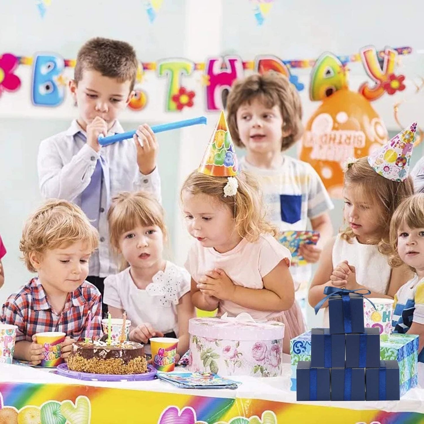 COTOPHER 25pcs Wedding Favor Boxes, Paper Gift Boxes 3x3x3 Inches Small Gift Boxes with Ribbons Small Boxes for Gifts, Crafting, Cupcake, Candy, Bridesmaid Proposal Boxes