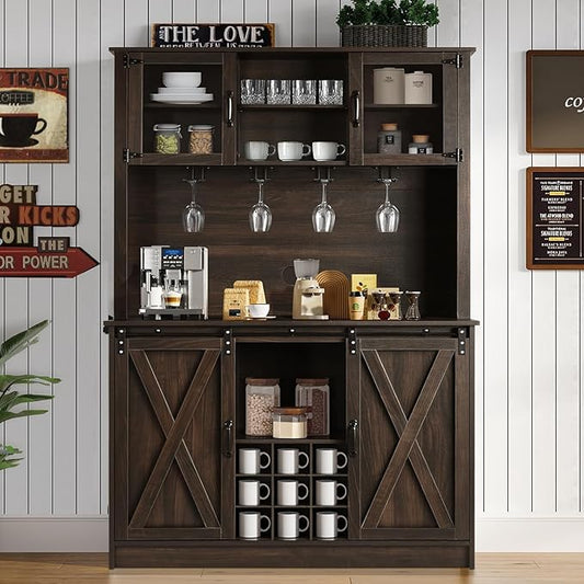 4ever2buy 72" Farmhouse Coffee Bar Cabinet by 4ever2buy