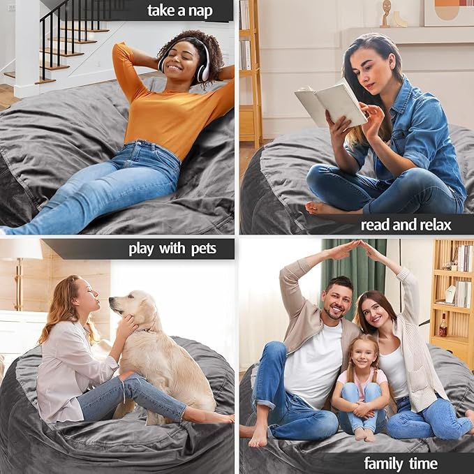 Bean Bag Chairs, Memory Foam Stuffing Bean Bag Chair - Image 7