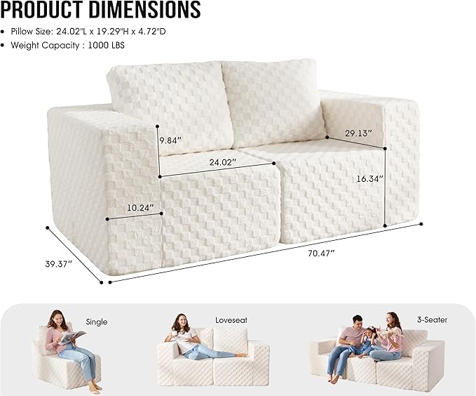 Modular Sectional Sofa 2 Seater Loveseat Modular Couch - Image 2