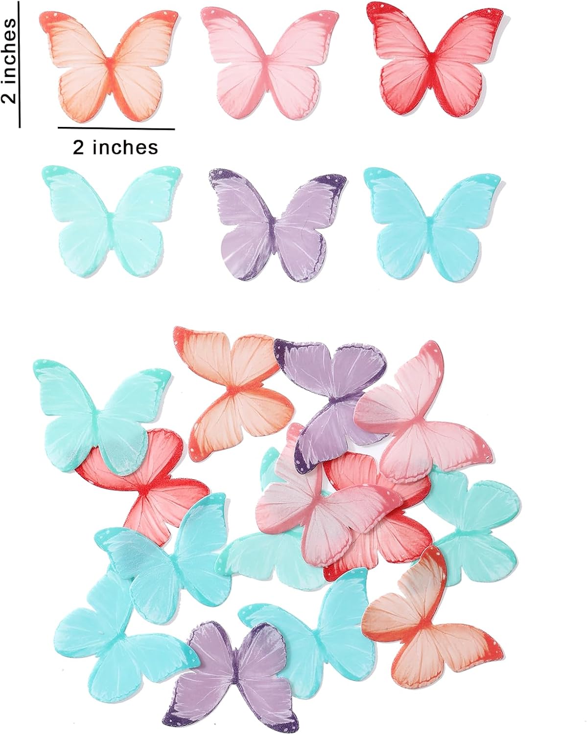 48Pcs Edible Butterflies Cake Toppers 2" Wafer Paper Butterfly for Cake Cupcake Decorations Colorful Small Pastel Cupcake Topper for Wedding Birthday Baby Shower Cake Decoratings(Mix Color)