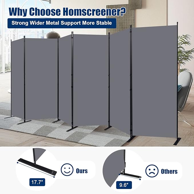 Room Divider 6FT Portable Room Dividers and Folding Privacy Screens, 6 Panel - Image 2