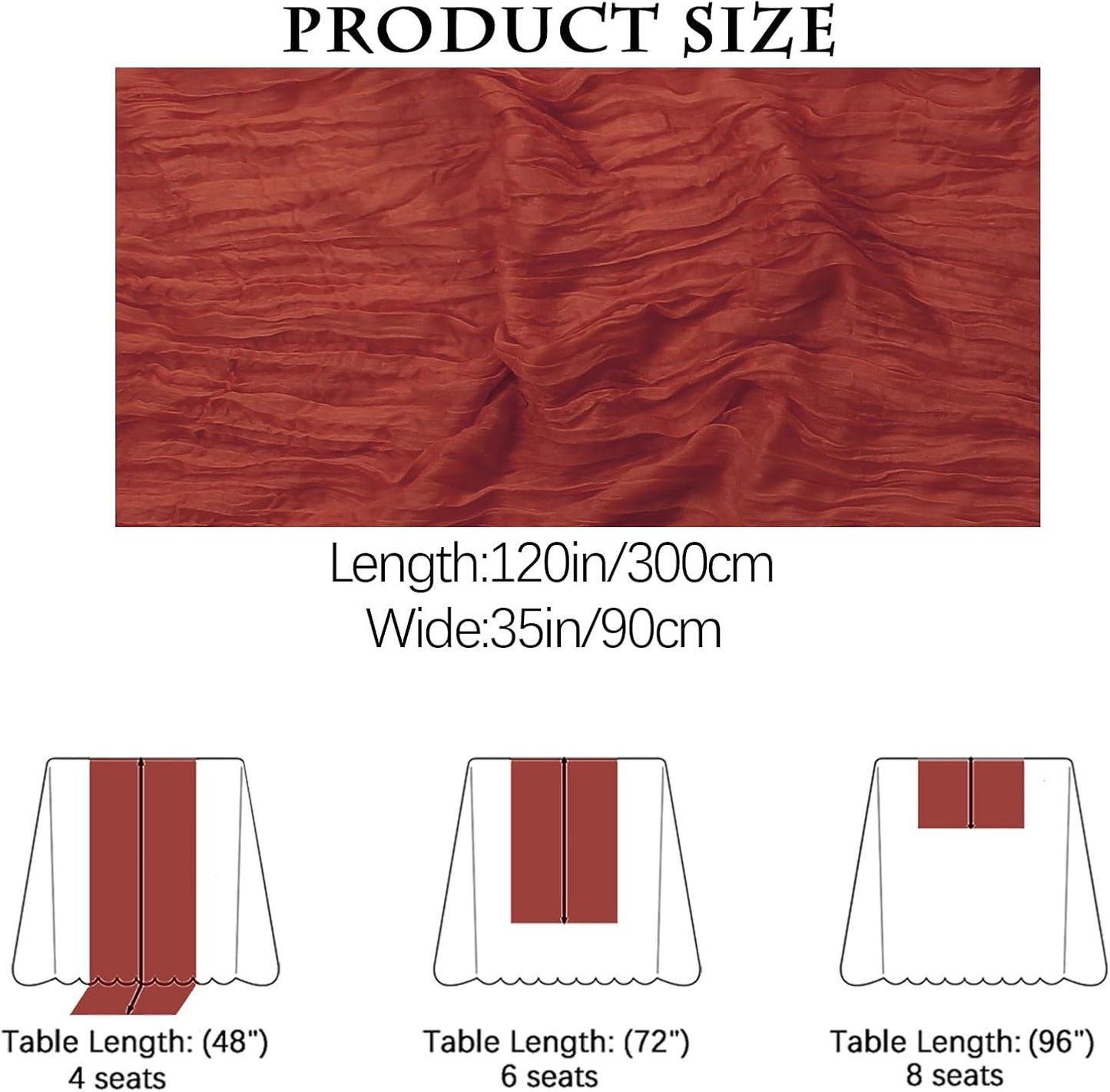 16PCS Terracotta Cheesecloth Table Runner 10FT Table Runner Cheesecloth 35x120Inch Boho Gauze Cheese Cloth Table Runner Long Rustic Sheer Table Runners for Wedding Party Baby Bridal Shower Table Decor