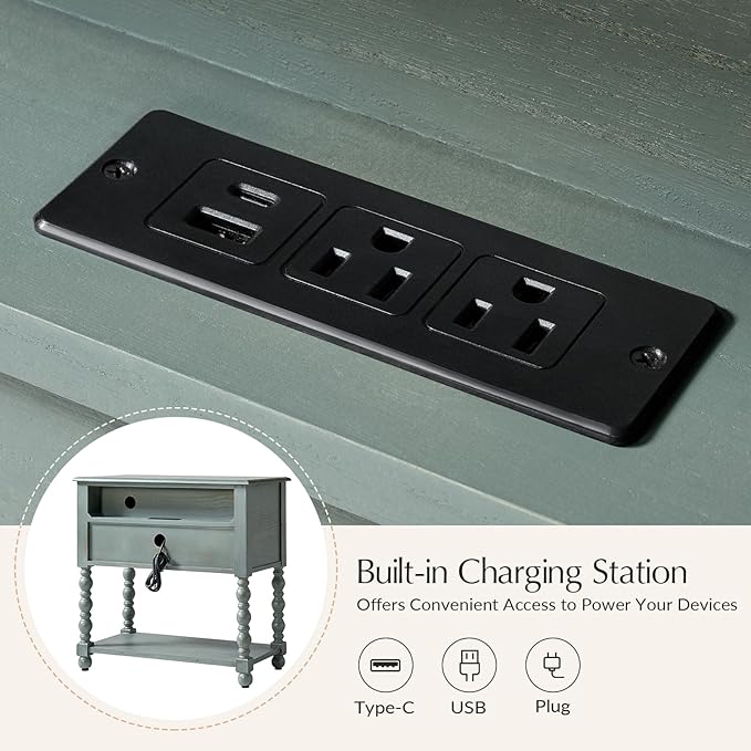 HULALA HOME Farmhouse Storage End Table - Image 3