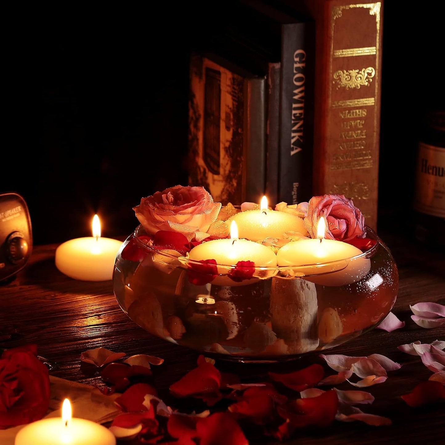 36 Pack Floating Candles, 3” White Unscented Dripless Wax Burning Candles, for Weddings, Party, Cylinder Vases, and Home Decorations