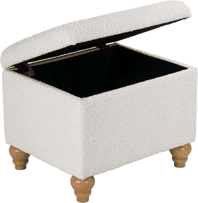Homepop Home Decor | Upholstered MediumRectangular Storage Ottoman | Hinged Lid - Image 8