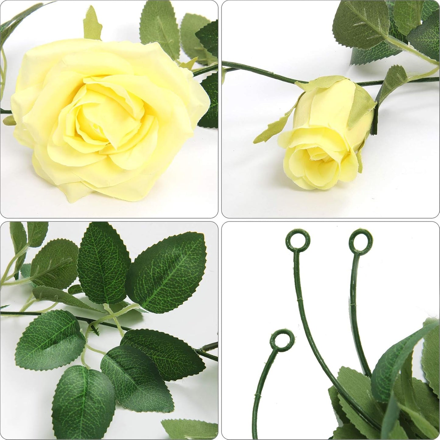 U'Artlines 3 Pack Artificial Yellow Rose Vines Floral Garlands Total 19.5 Ft Fake Vine Silk Flower Garland for Indoor Outdoor Home Wedding Arch Garden Wall Decoration