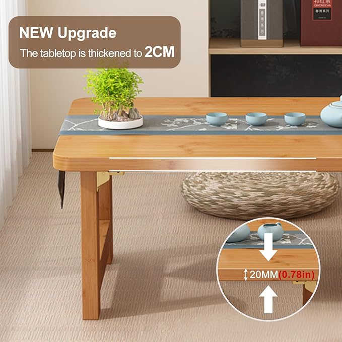 Japanese Floor Sitting Table, Folding Wood Tea Table Chabudai Japanese Coffee - Image 3