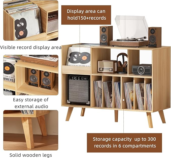 LELELINKY Large 48'' Record Player Stand - Image 6