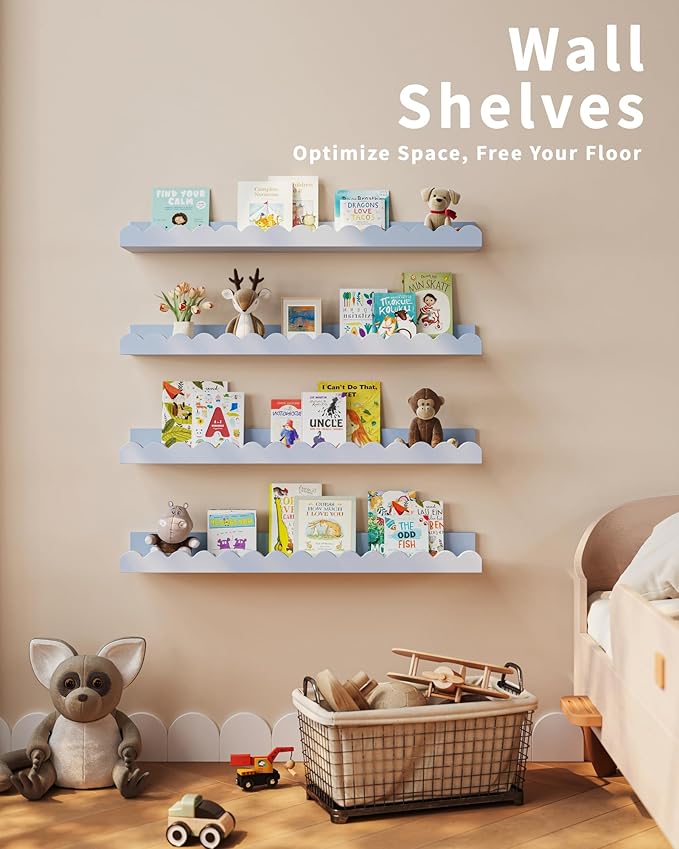 Shario Nursery Book Shelves, Scalloped Shelves, Wall Book Shelves - Image 6