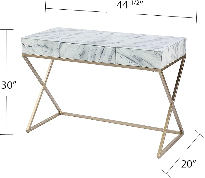 SEI Furniture - Kamblemore Faux Marble Writing Desk - Transitional Design - Image 3