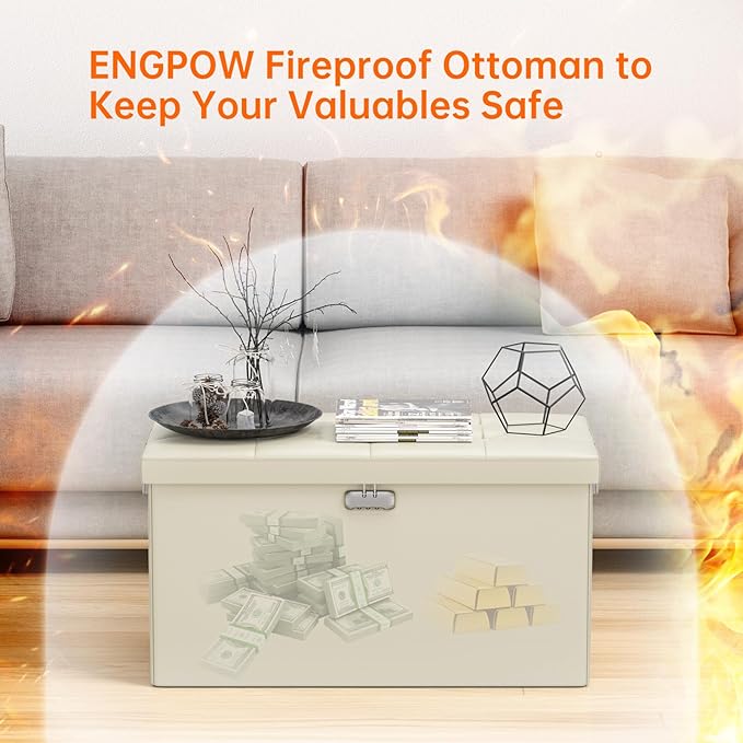 ENGPOW Storage Ottoman Bench, Fireproof Folding Bench - Image 4