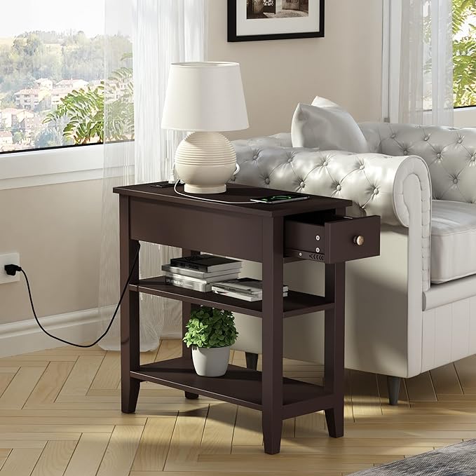 ChooChoo Narrow End Table Set of 2, Side Table Living Room - Image 4