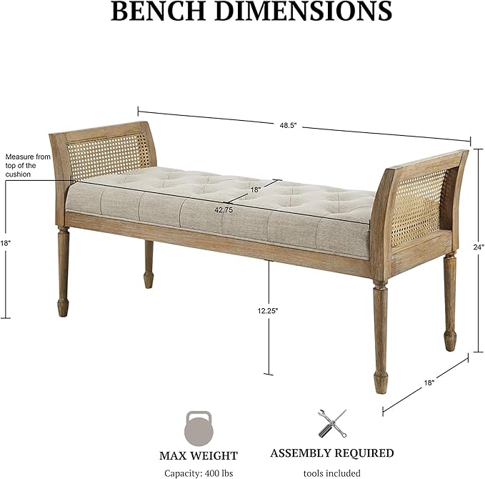 Martha Stewart Isla Entryway Accent Bench - Image 2