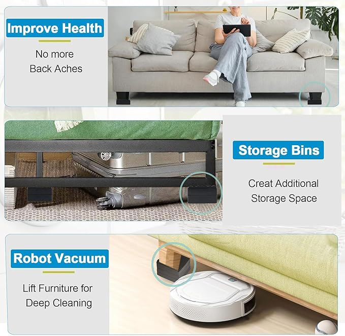 Bed Risers 1 inch, 2 inch, 3 inch, 4 inch Heavy Duty, Adjustable Furniture Riser - Image 5