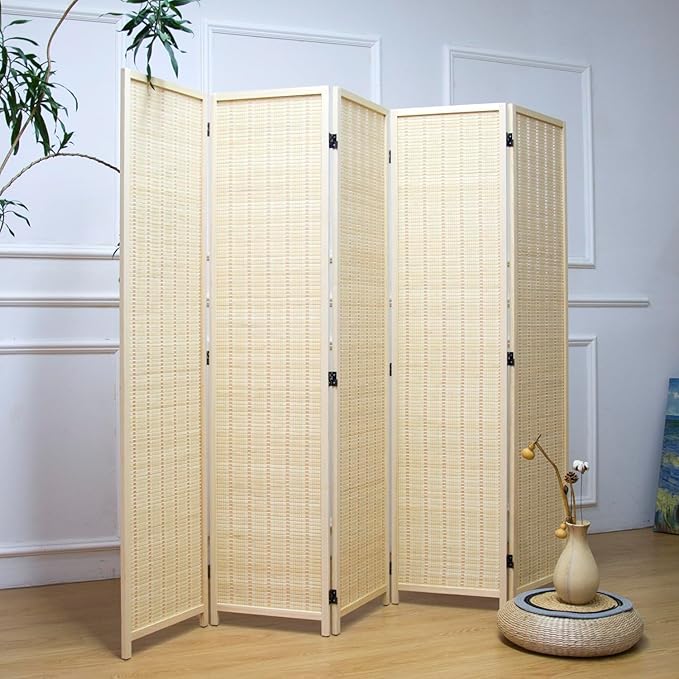 Furnnylane 5 Panel Bamboo Room Divider – 5.6 ft Tall Folding Privacy Screen - Image 3