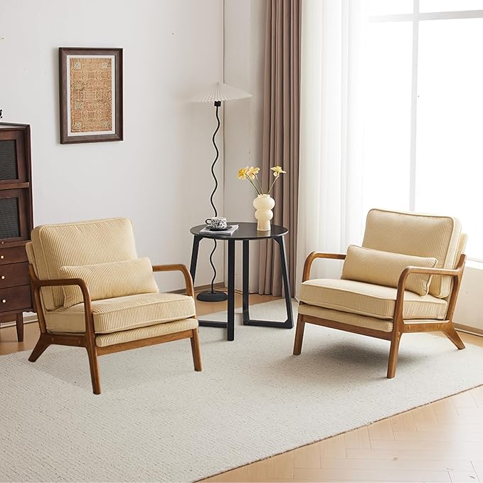 Karl home Mid-Century Modern Accent Chair, Living Room Chairs - Image 7