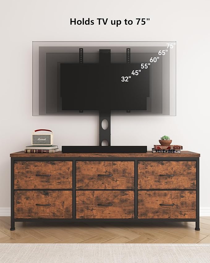 TV Stand with Mount, Fabric Dresser with 6 Drawers - Image 7