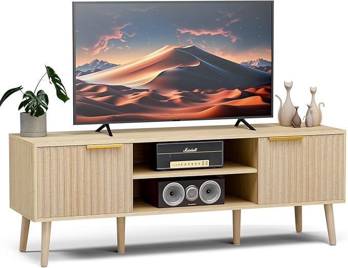 LCRBOL TV Stand for Living Room, Boho Entertainment Center for 55/60 inch TVs - Image 8