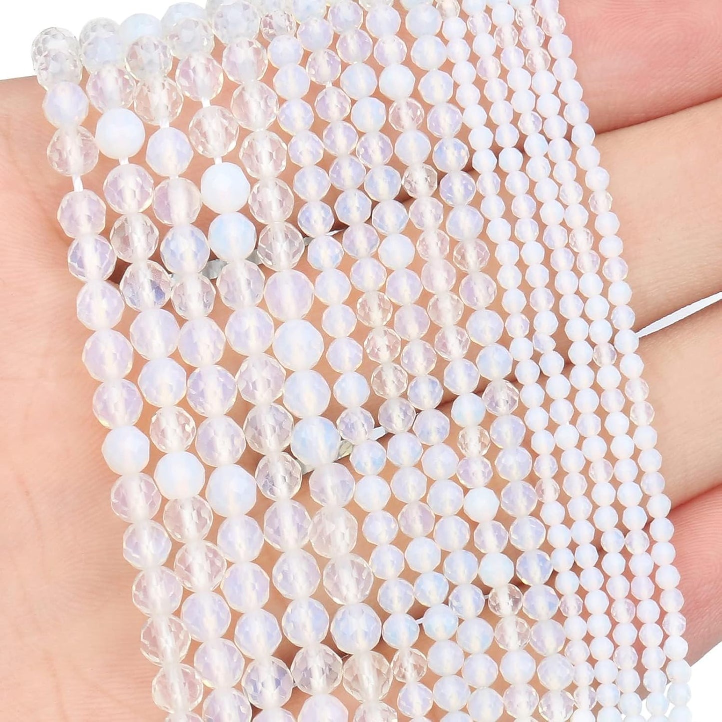 Song Xi 90pcs 4mm Natural Opal Gemstone Beads Faceted Round Loose Stone Beads for Jewelry Making